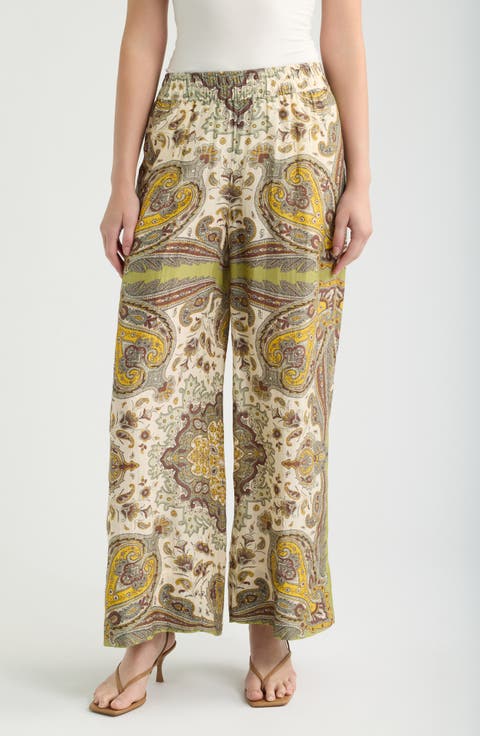 Jocelyn Scarf Print Wide Leg Pants