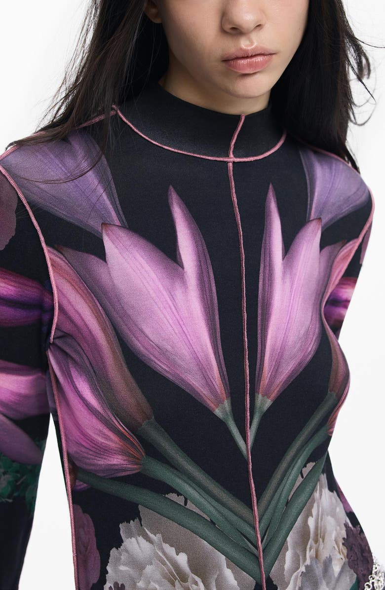 Desigual Long Sleeve Maxi Dress, Alternate, color, Black