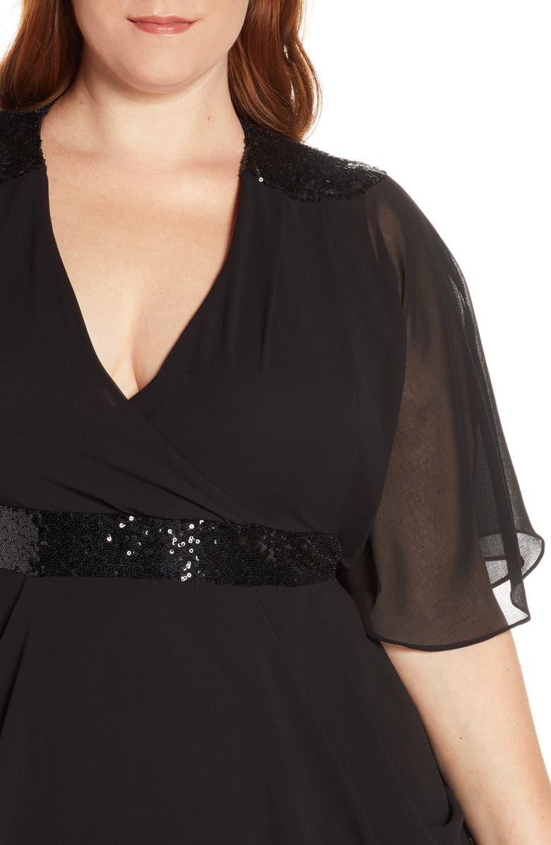 City Chic Sequin Wrap Front Dress, Alternate, color, 