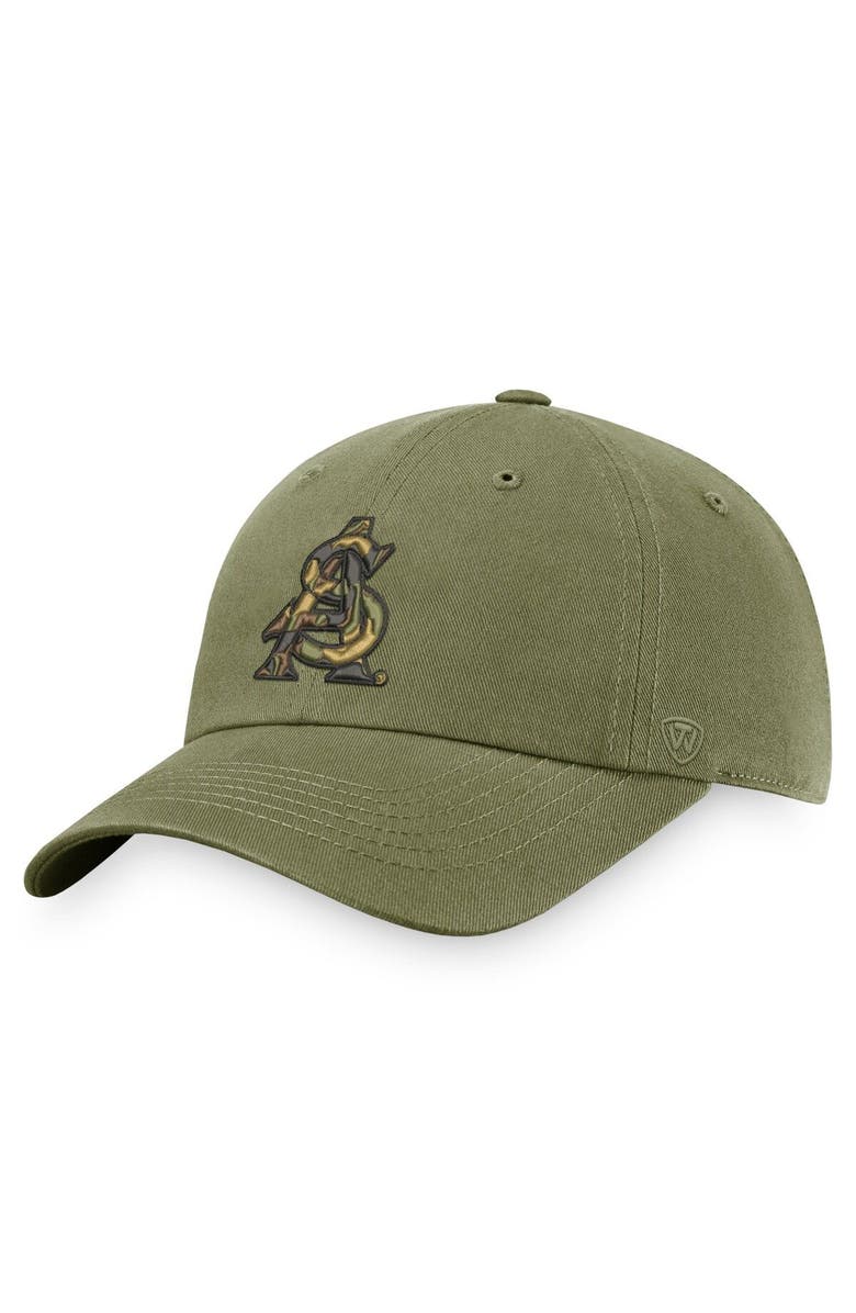 TOP OF THE WORLD Men's Top of the World Olive Arizona State Sun Devils OHT Military Appreciation Unit Adjustable Hat, Main, color,