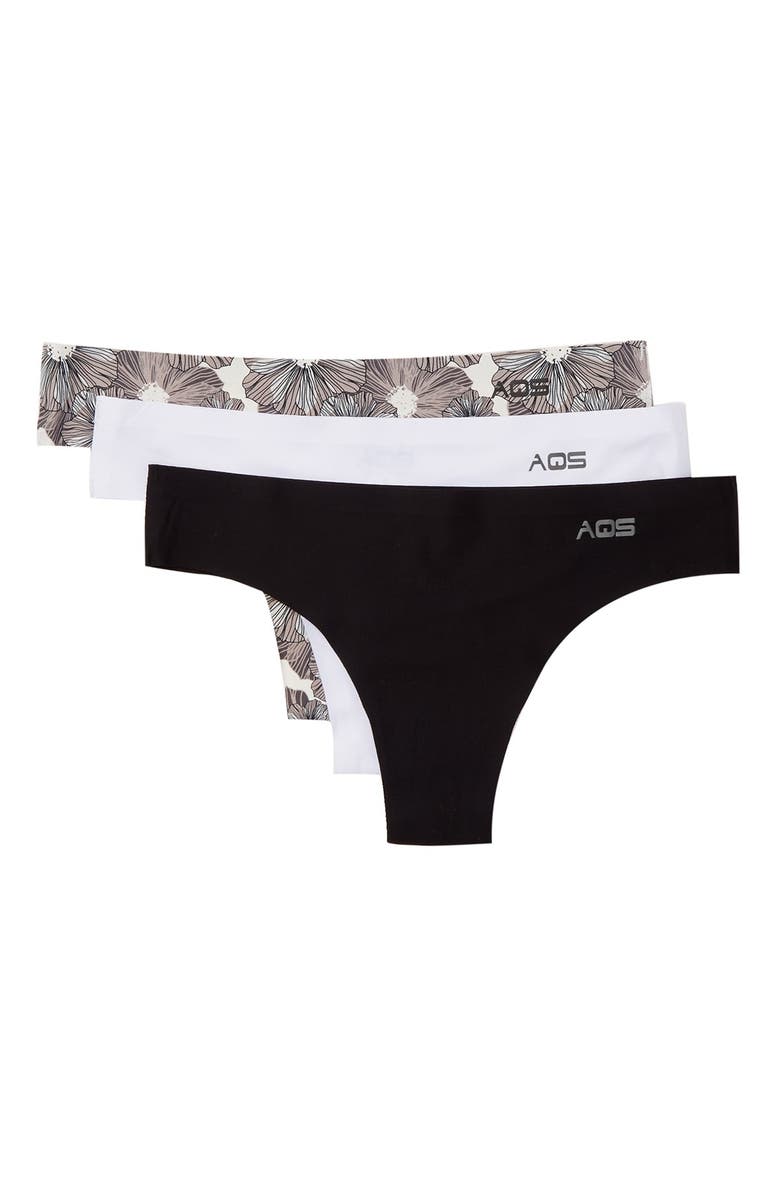 AQS Assorted Seamless Thong Panties - Pack of 3, Main, color, 