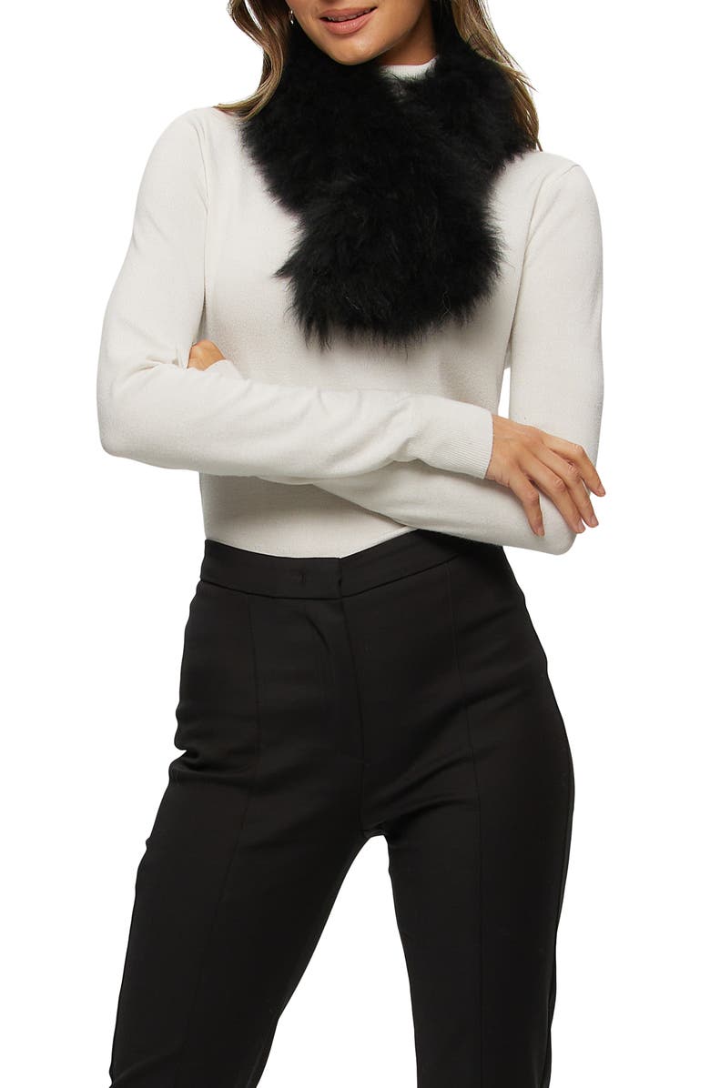 GORSKI Knit Genuine Shearling Pull-Through Scarf, Alternate, color, Black