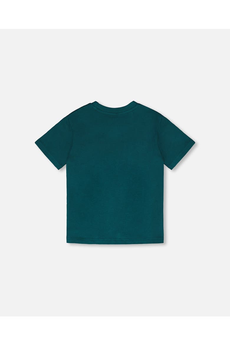 Organic Cotton Jersey Smiley Face Graphic T-Shirt, Alternate, color, Dark Turquoise