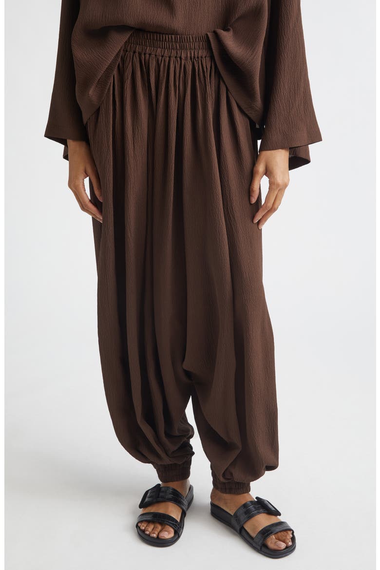Sarouel Silk Seersucker Trousers, Main, color, ESPRESSO