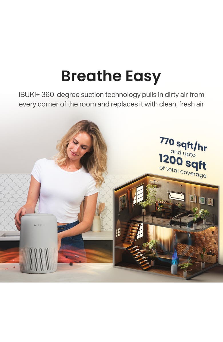 MIKO Smart True HEPA Air Purifier with App Control - Covers up to 770 Sq. Ft., Alternate, color, Grey