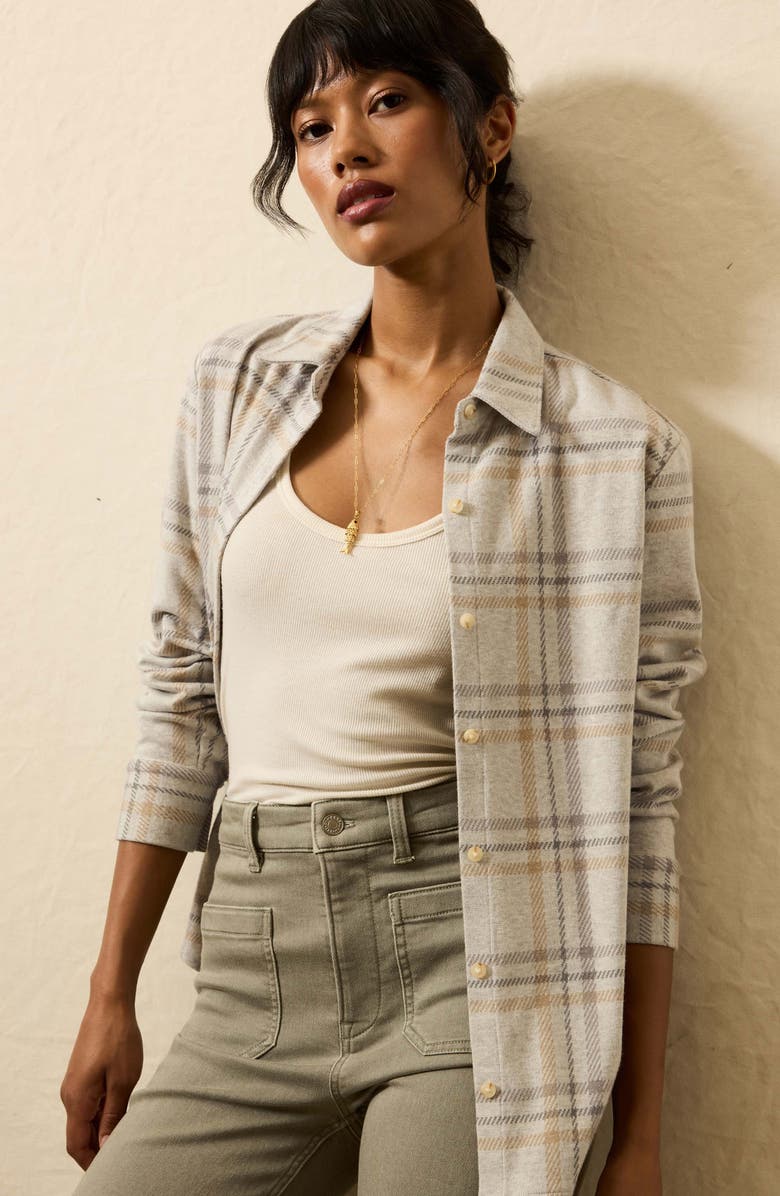 Faherty Legend Sweater Knit Plaid Button-Up Shirt, Alternate, color, Sandy Trails Plaid