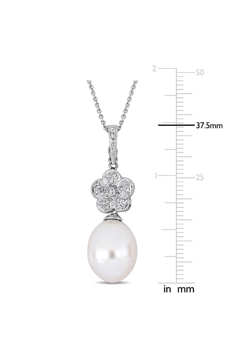 Julianna B. Diamond Floral Drop Pendant Necklace 18k, Alternate, color, Cultured South Sea Pearl