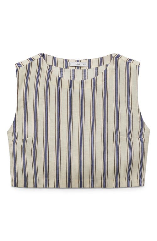 Mango Linen Crop Top In Black
