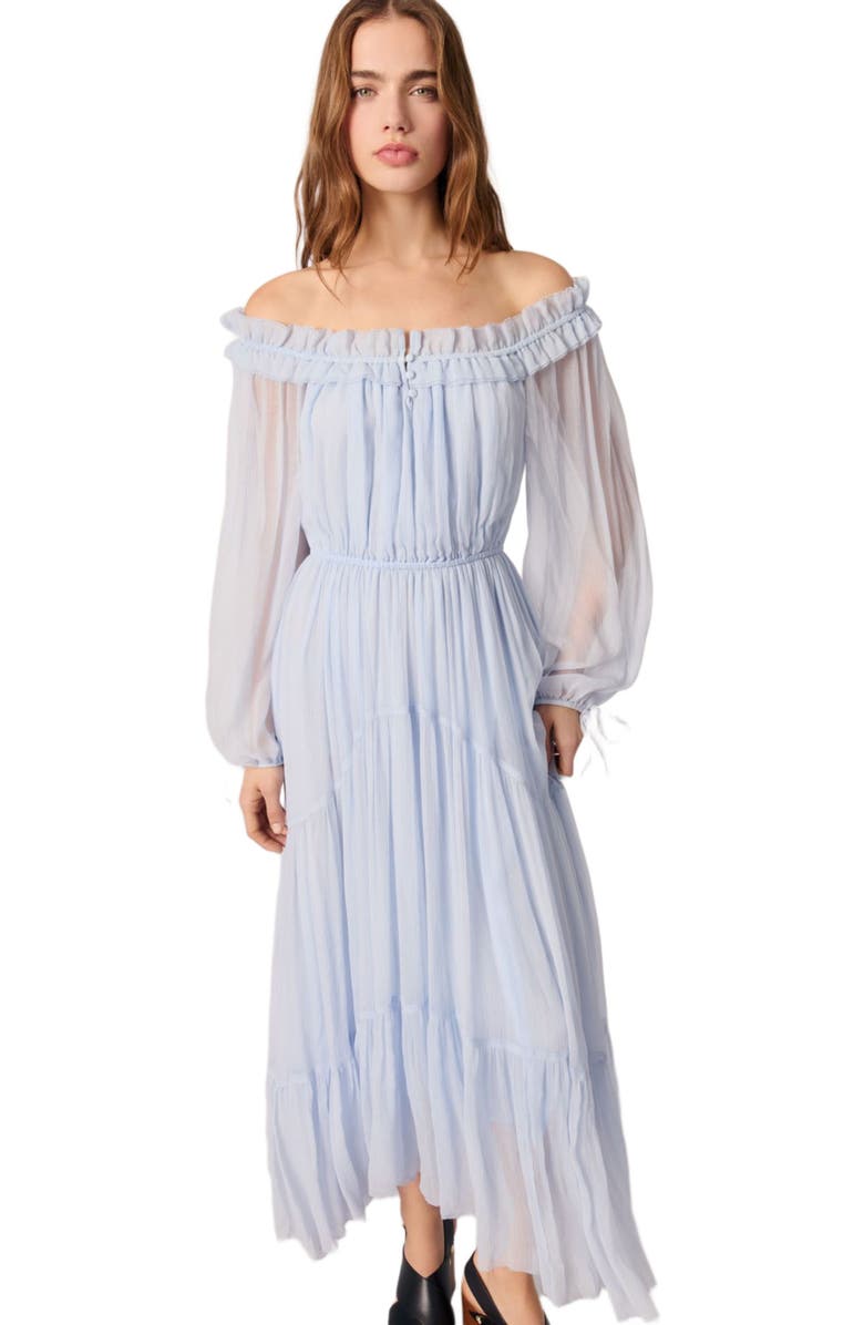 maje Chiffon maxi dress, Alternate, color, 