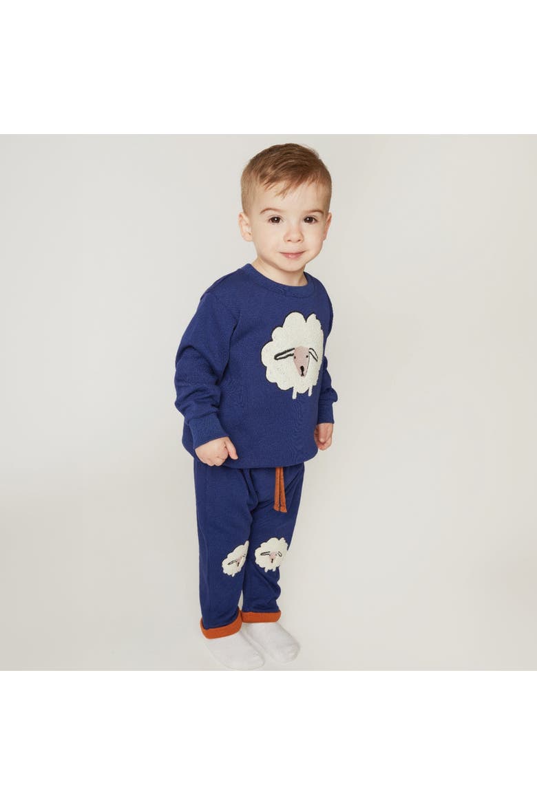 Embroidered Cozy Sheep Baby Sweatshirt, Alternate, color, Beacone Blue