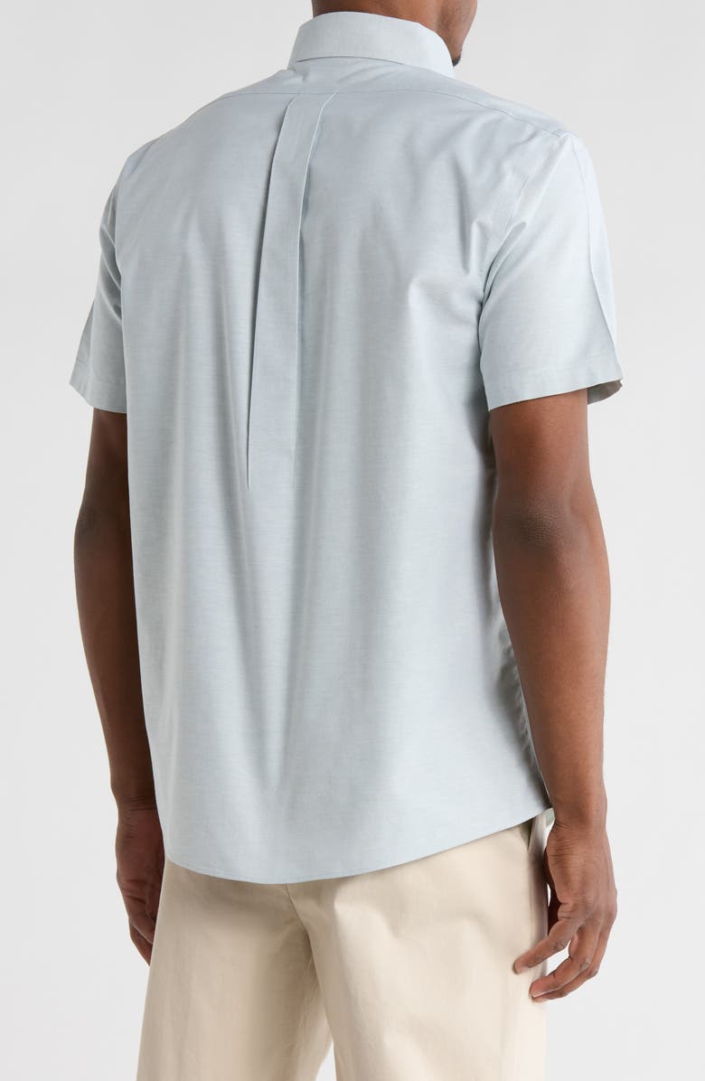 Brooks Brothers Regular Fit Non-Iron Stretch Oxford Short Sleeve Button-Down Shirt, Alternate, color, Arctic Solid