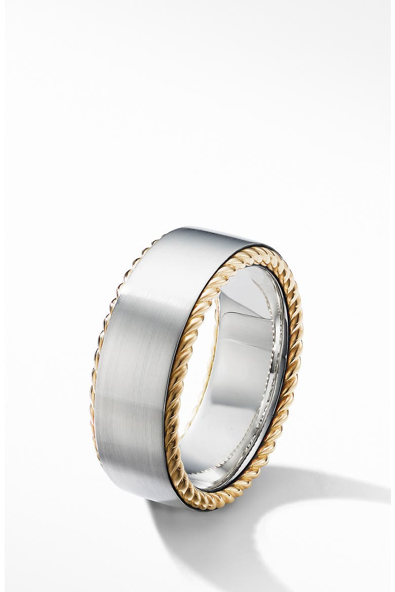 Streamline® Cable Band Ring with 18K Yellow Gold, Alternate, color, SILVER/ GOLD
