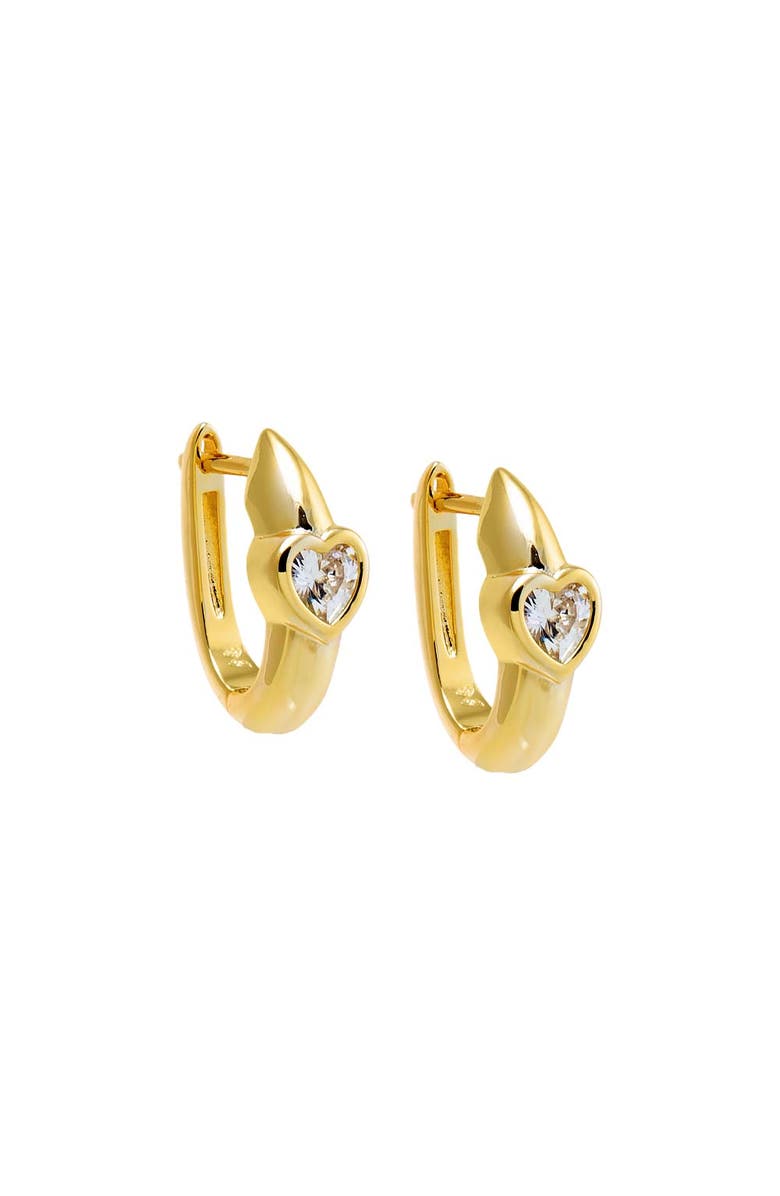 BY ADINA EDEN CZ Heart Bezel Huggie Earring, Main, color, 
