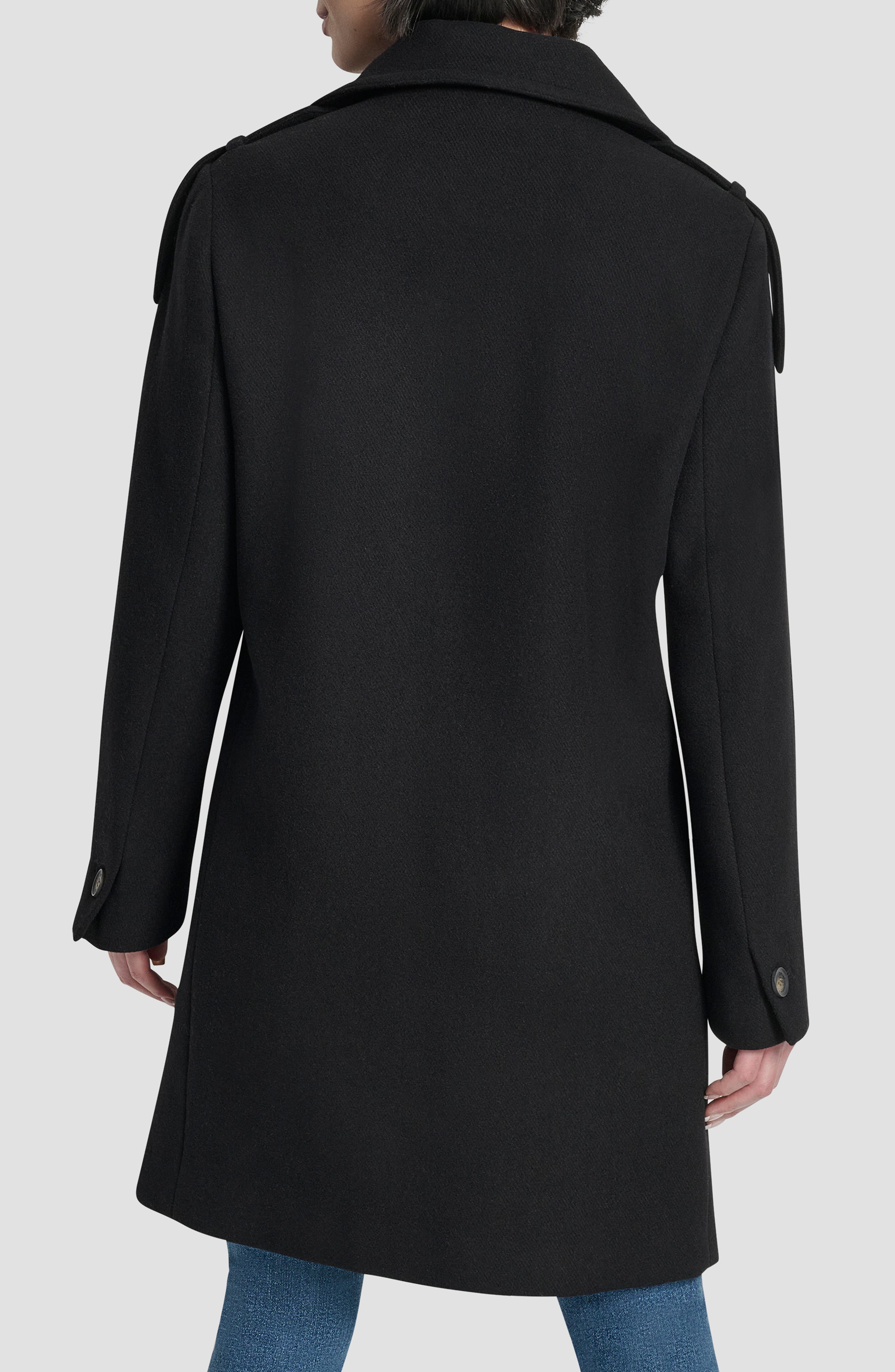 DKNY Double Breasted Wool Blend Military Coat (Women) | Nordstromrack