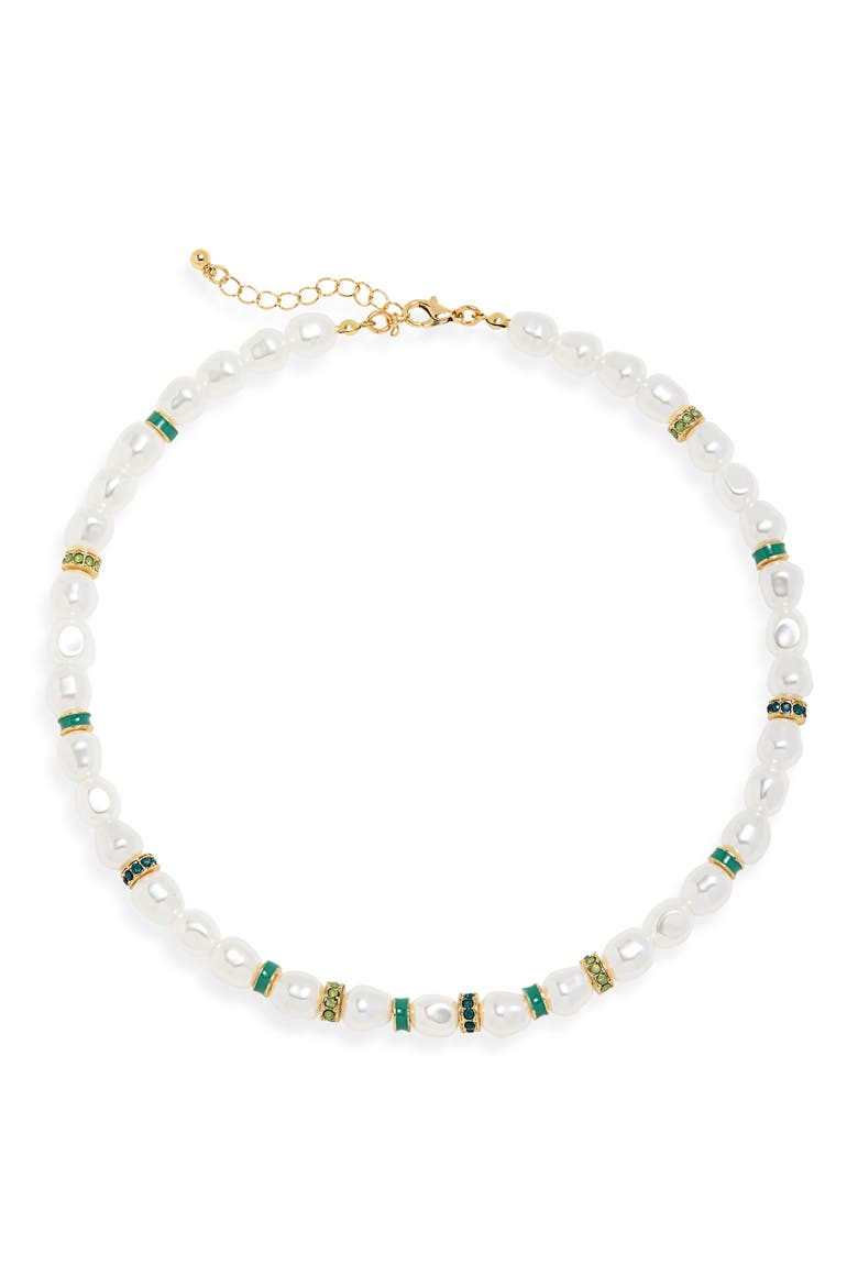 Faux Pearl Beaded Necklace, Main, color, WHITE PEARL- COOL MULTI