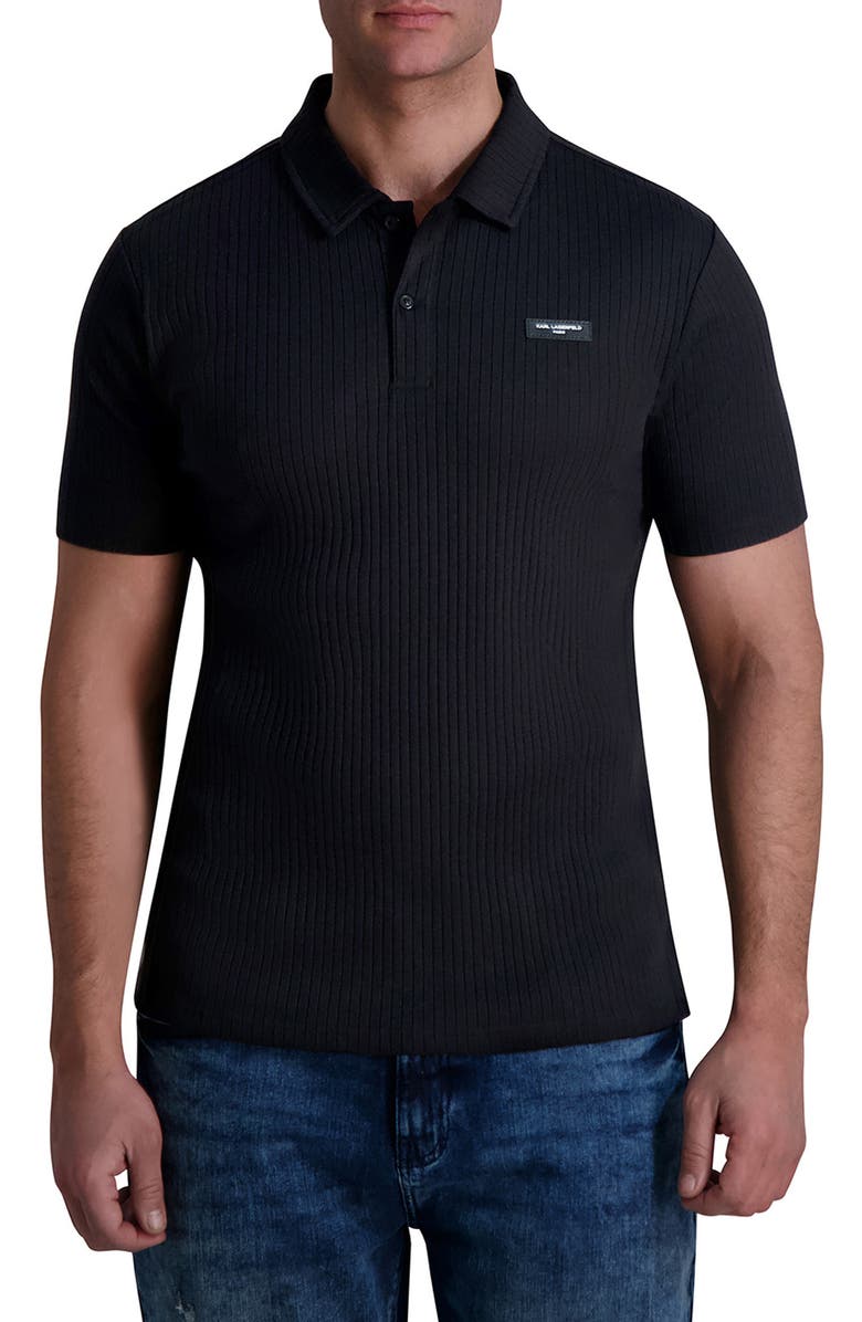KARL LAGERFELD PARIS Rib Knit Polo, Main, color,