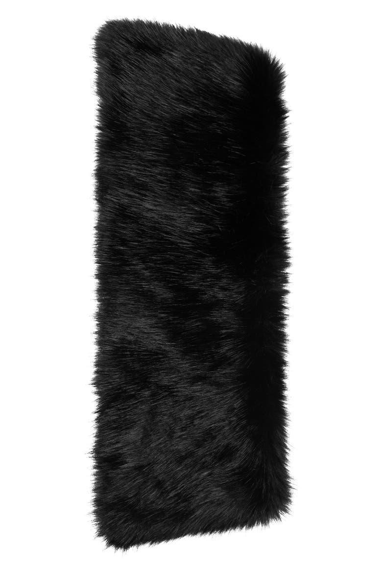 Faux Fur Scarf, Alternate, color, BLACK