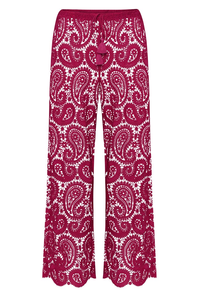 Geraldine Lace Wide Leg Cover-Up Pants, Alternate, color, FUCHSIA