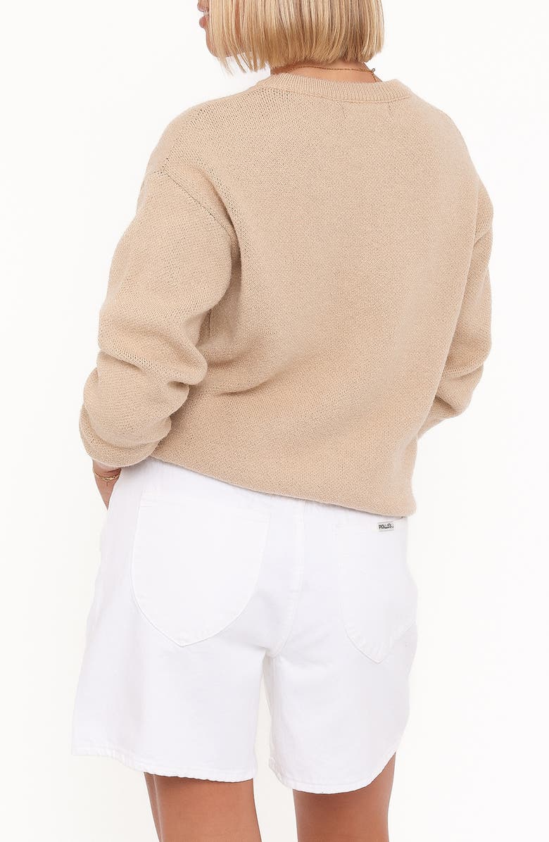 Petal & Pup Amber Dachshund Crewneck Sweater, Alternate, color, Beige