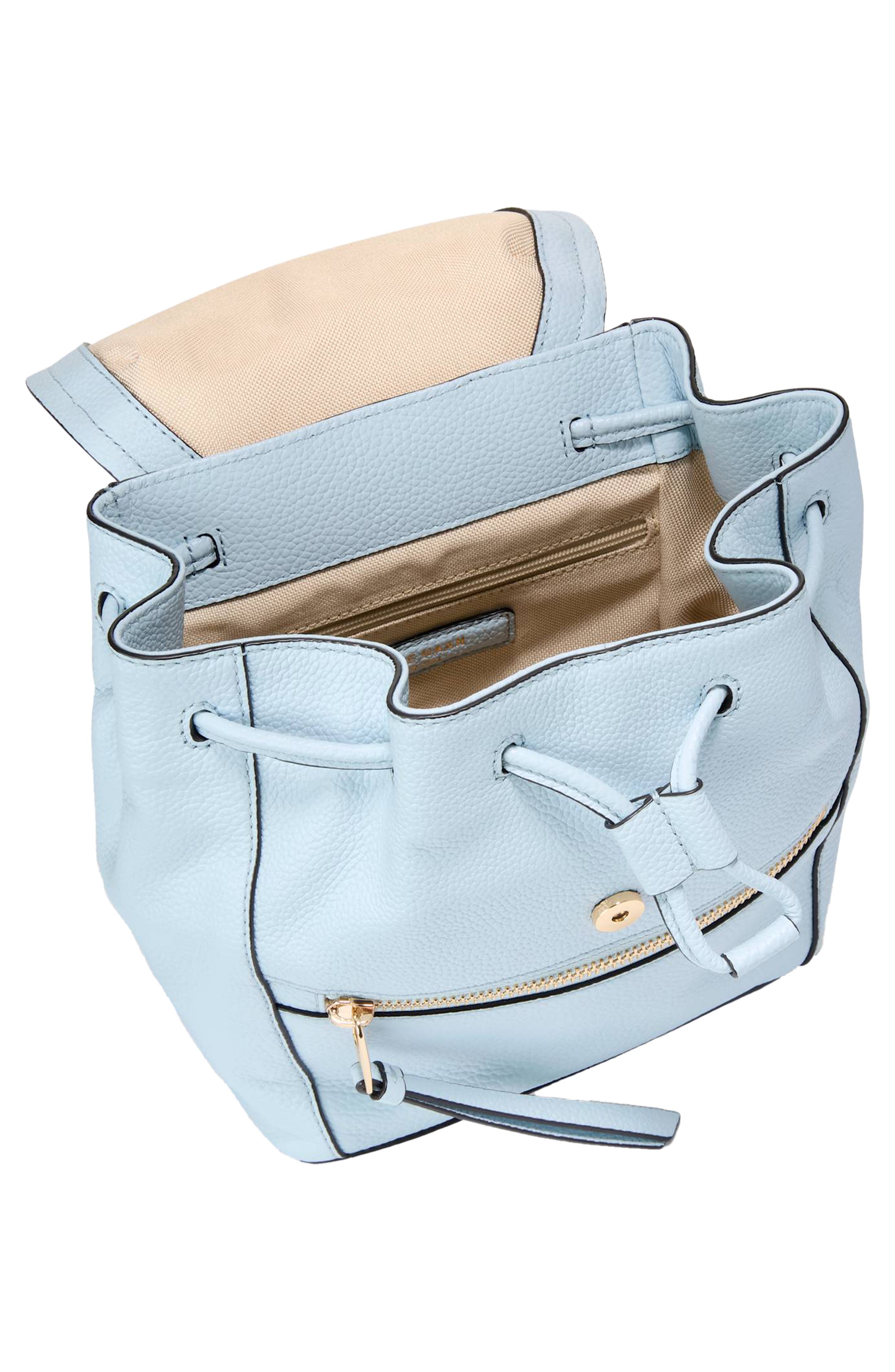 Alexandria Small Flap Leather Backpack, Alternate, color, BALLAD BLUE
