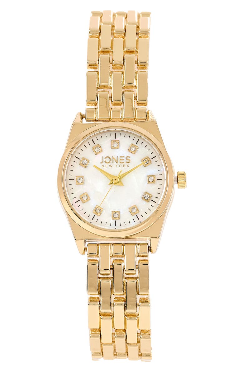 Jones New York Mother-of-Pearl Dial Bracelet Watch & Stackable Bracelet Set, 26mm x 32mm, Alternate, color, Gold