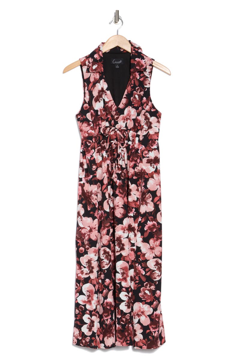 Connected Apparel Scrunch Bodice Midi Dress, Alternate, color, Rosewood