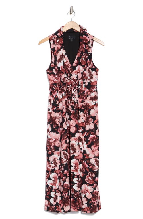 Connected Apparel Scrunch Bodice Midi Dress In Rosewood