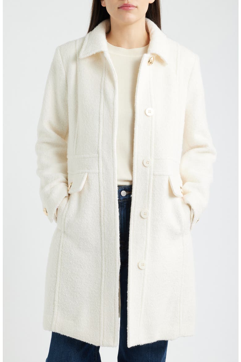 Inset Waist Bouclé Coat, Alternate, color, MODERN IVORY
