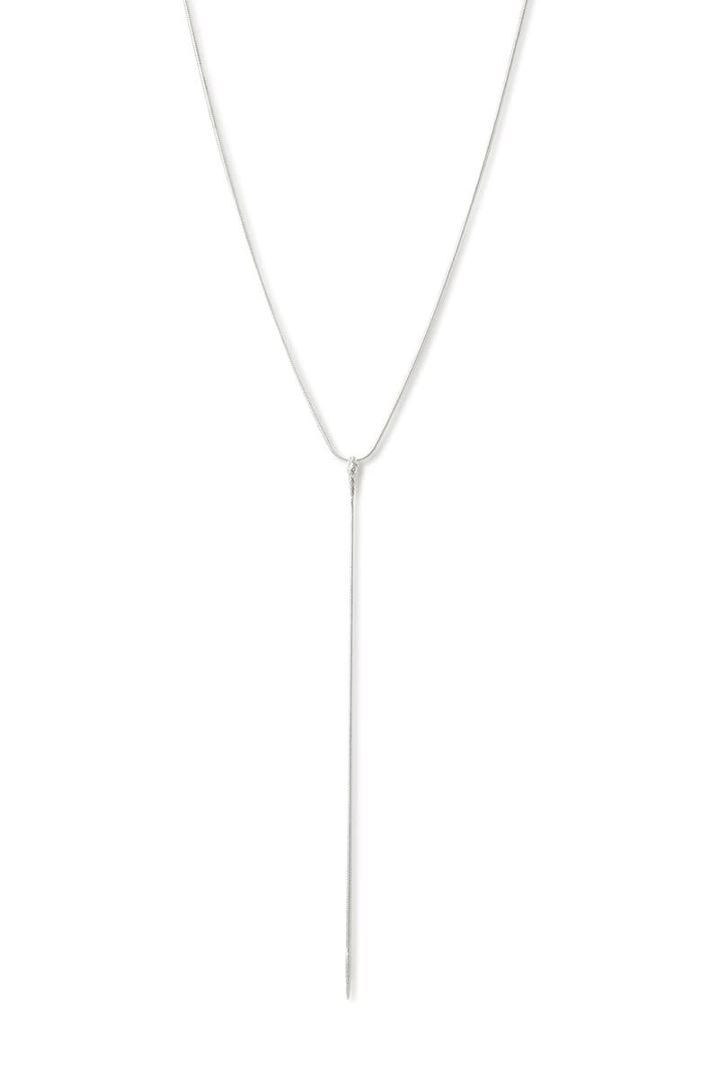 AllSaints Serpent Y-Drop Necklace, Main, color, Warm Silver