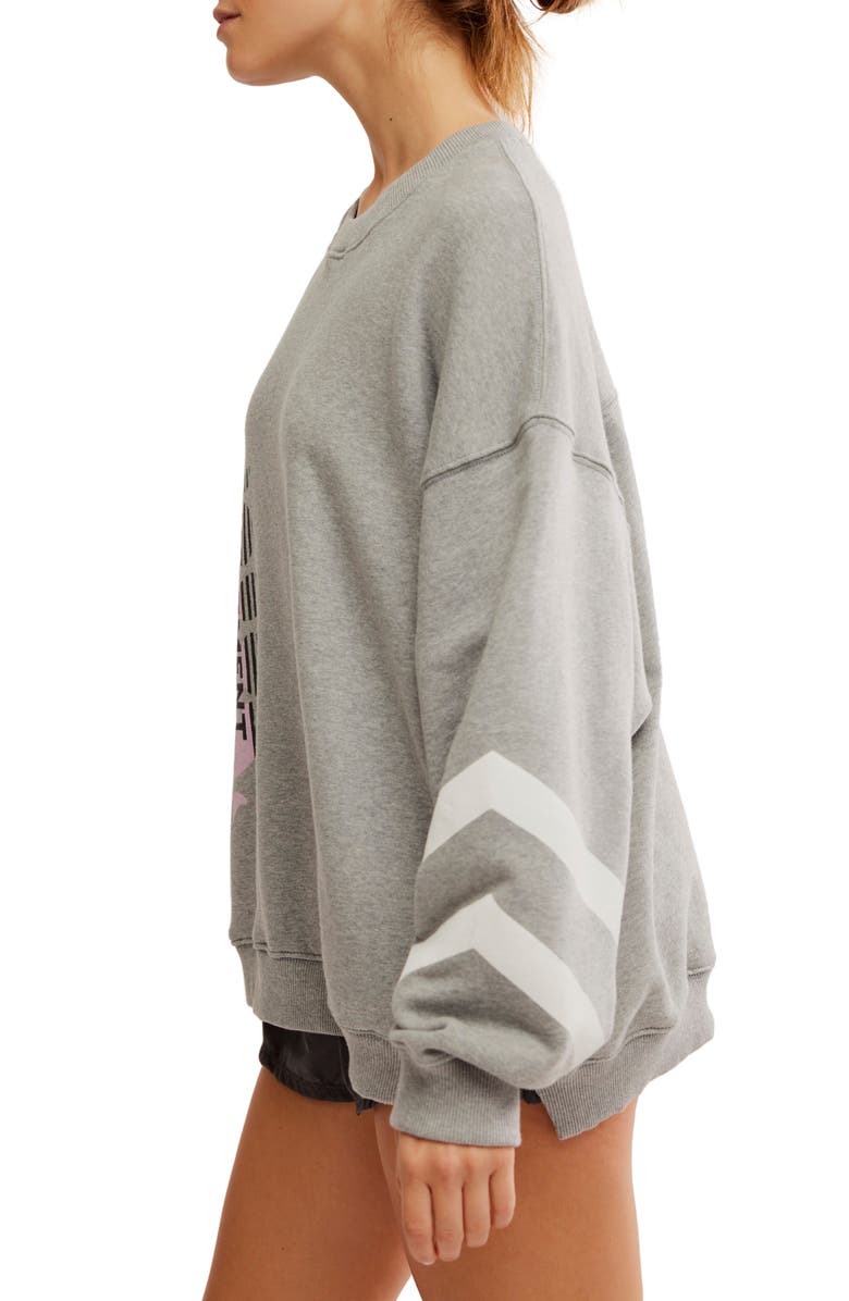 Free People FP Movement All Star Oversize Graphic Sweatshirt, Alternate, color, Heather Grey/White
