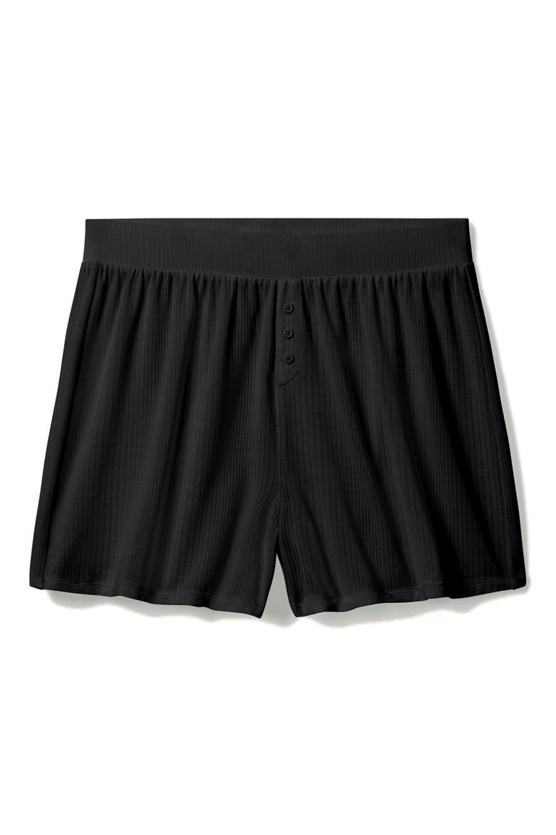 Luxe Rib Pajama Shorts, Alternate, color, BLACK
