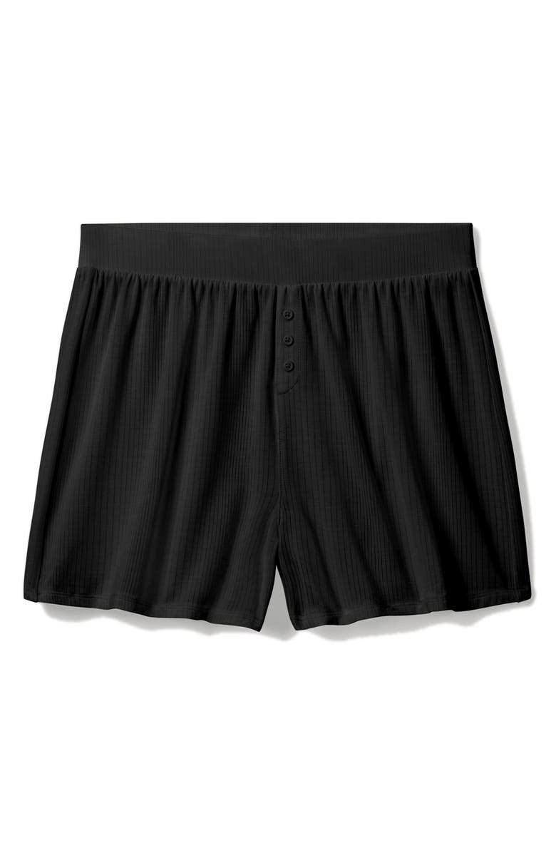 Tommy John Luxe Rib Pajama Shorts, Alternate, color, Black