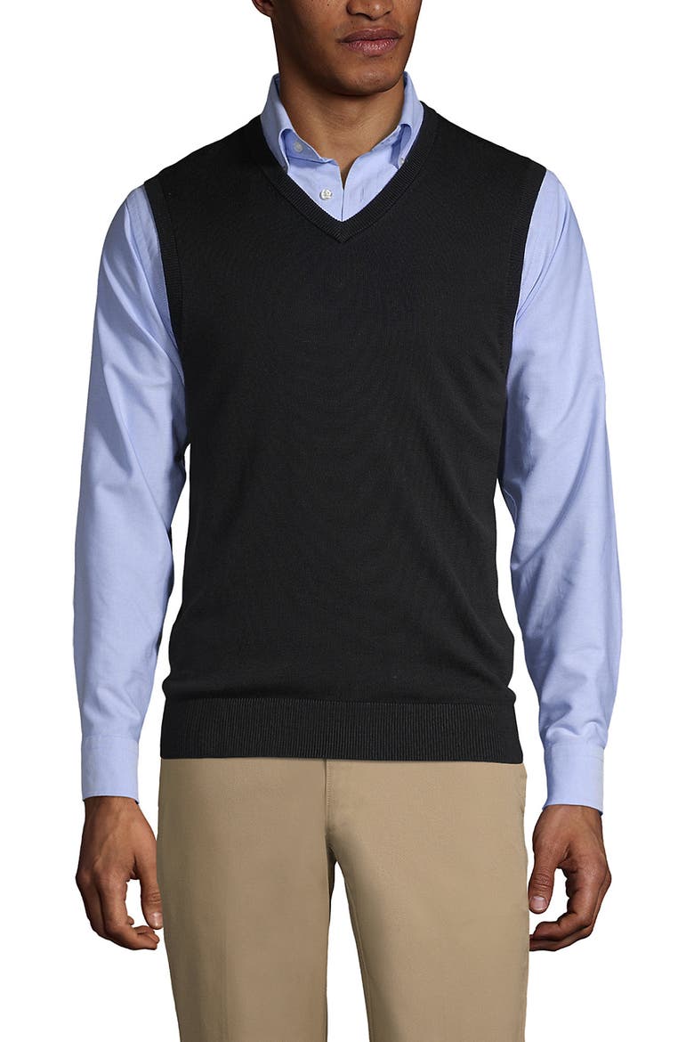 School Uniform  Cotton Modal Fine Gauge Sweater Vest, Main, color, Black