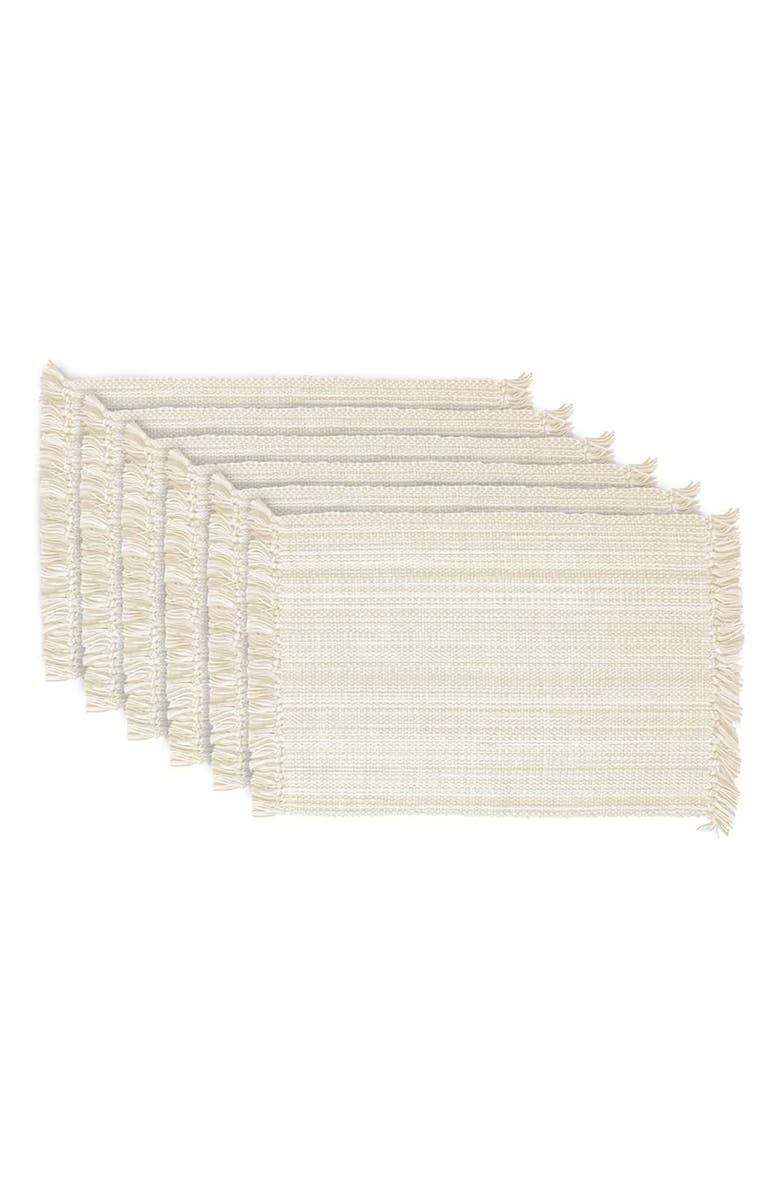 Design Imports Variegated Fringe Set of 4 Placemats, Main, color, Ivory
