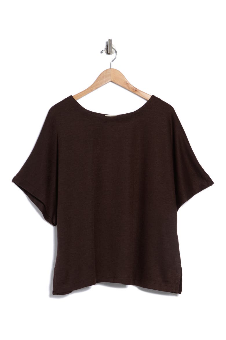 Short Sleeve Sweater, Alternate, color, CHOCOLATE BROWN
