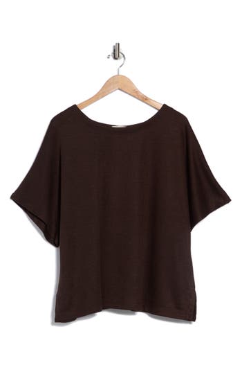 Max Studio Short Sleeve Sweater In Brown