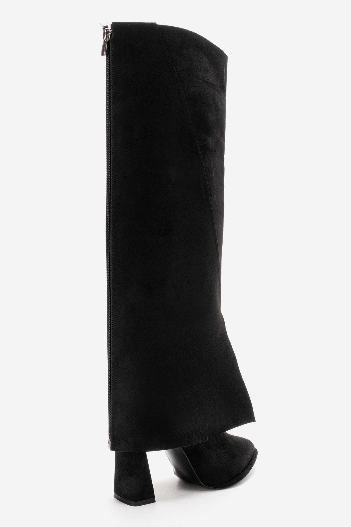 Aja Block Heel Convertible Knee High Boot, Alternate, color, Black Suede Faux Leather