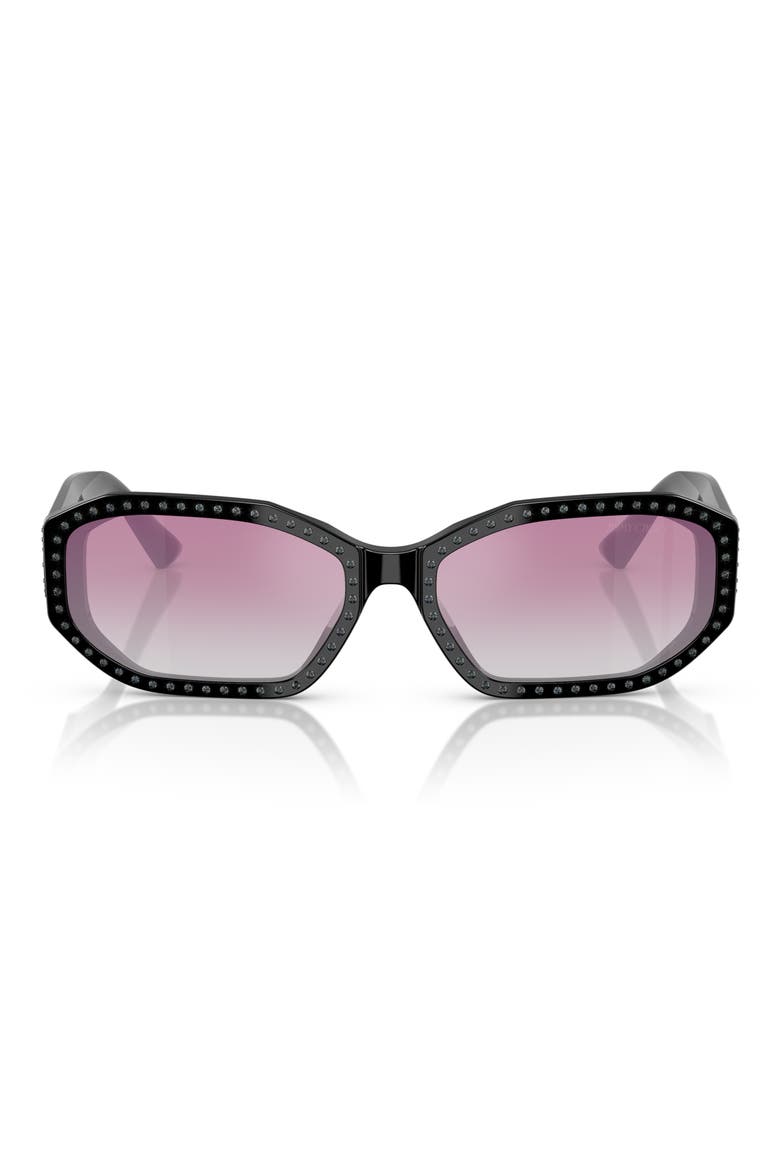 56mm Gradient Oval Sunglasses, Main, color, BLACK / SILVER NIGHT