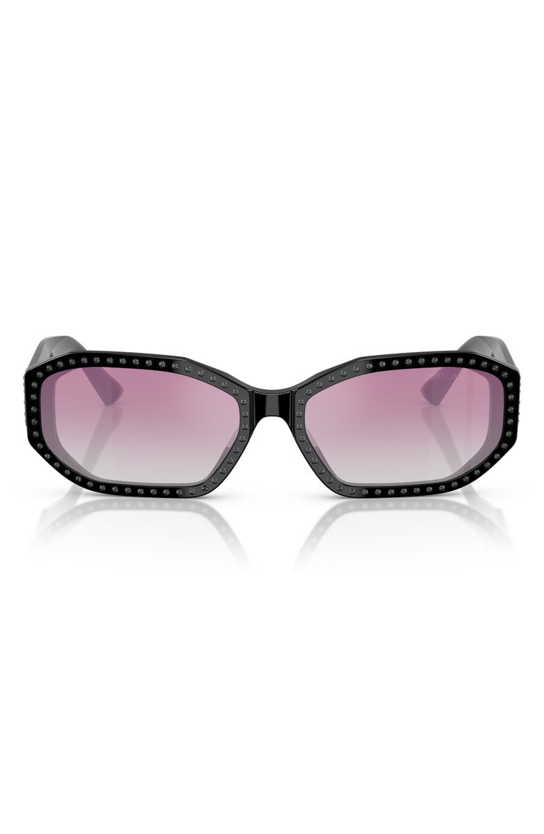 Jimmy Choo 56mm Gradient Oval Sunglasses, Main, color, Black / Silver Night