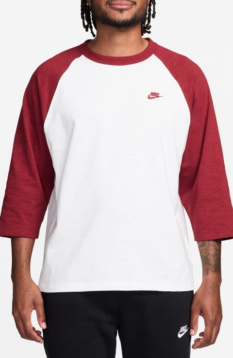 Colorblock Three Quarter Sleeve Cotton T-Shirt
