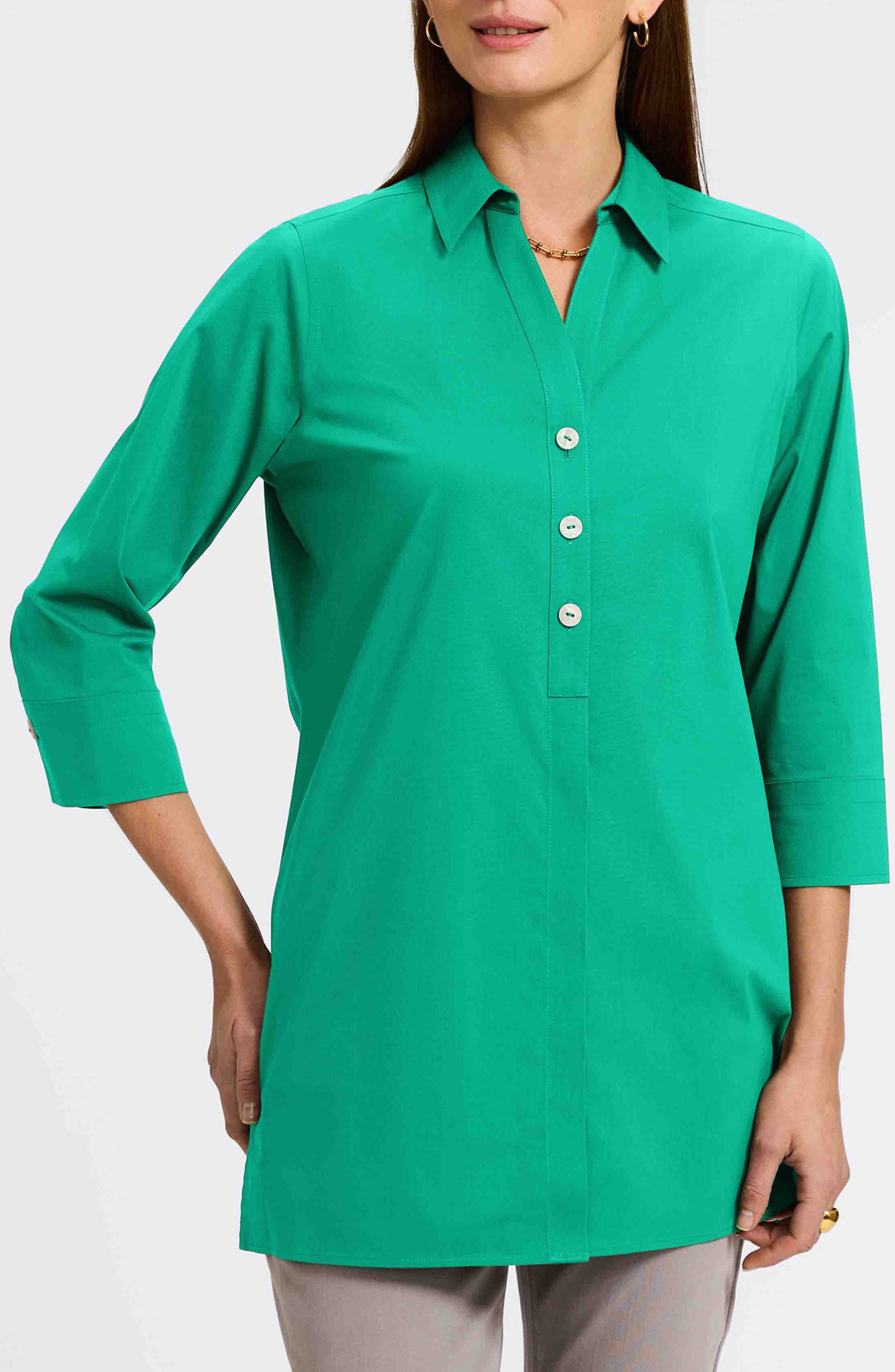 Pamela Stretch Button-Up Tunic - image 5