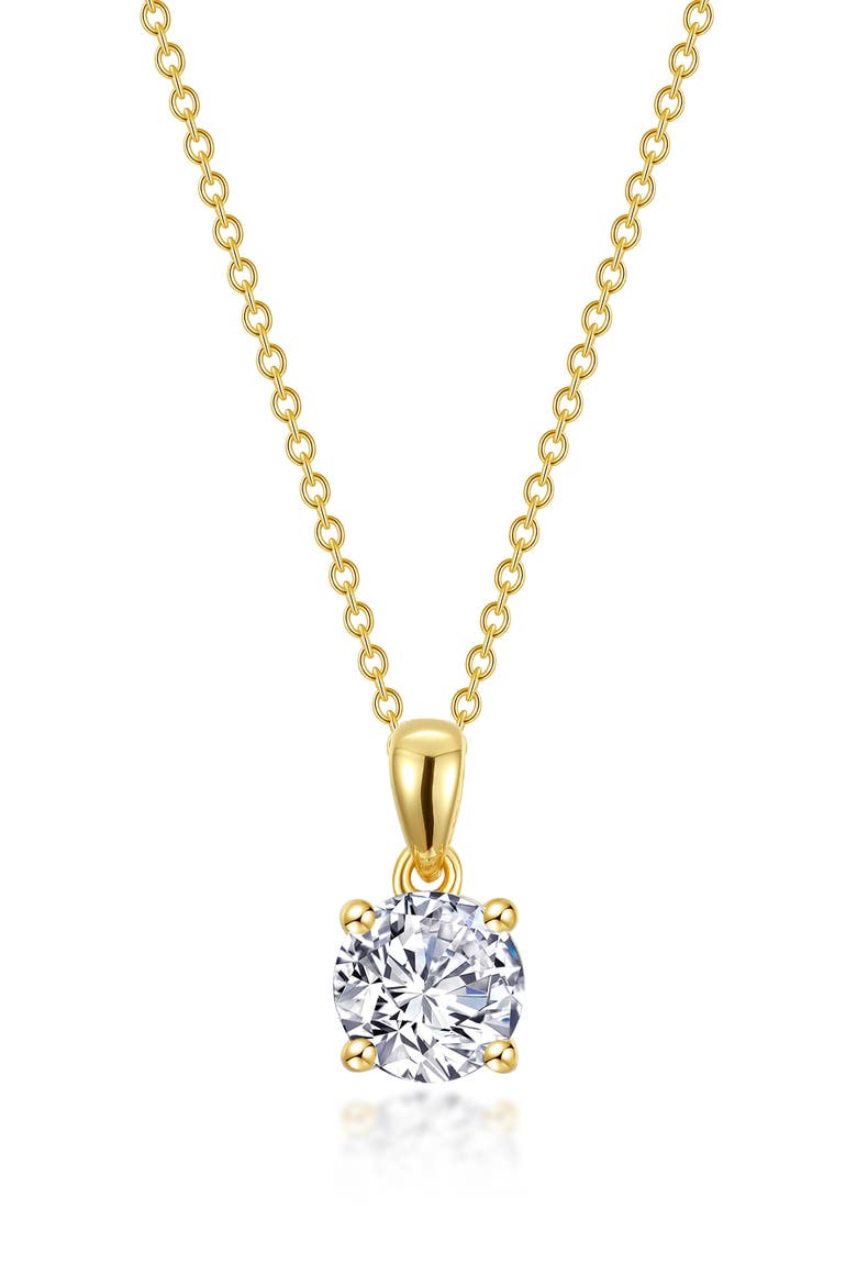 Simulated Diamond Solitaire Pendant Necklace, Main, color, WHITE