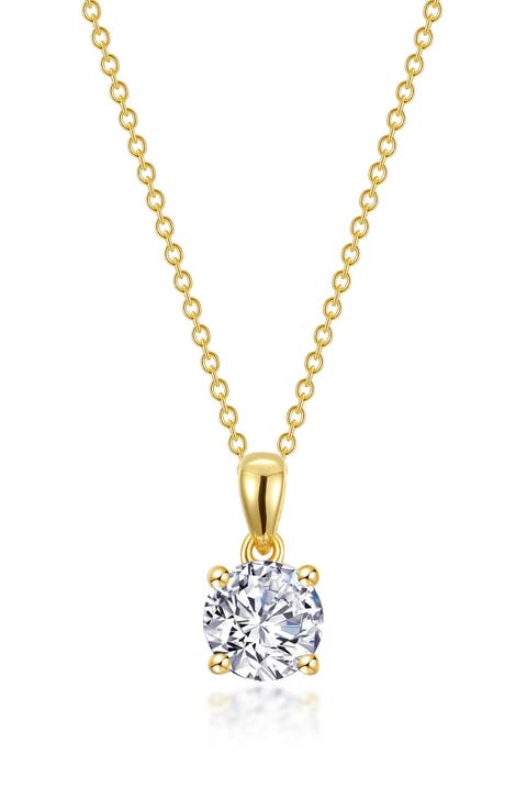 Simulated Diamond Solitaire Pendant Necklace