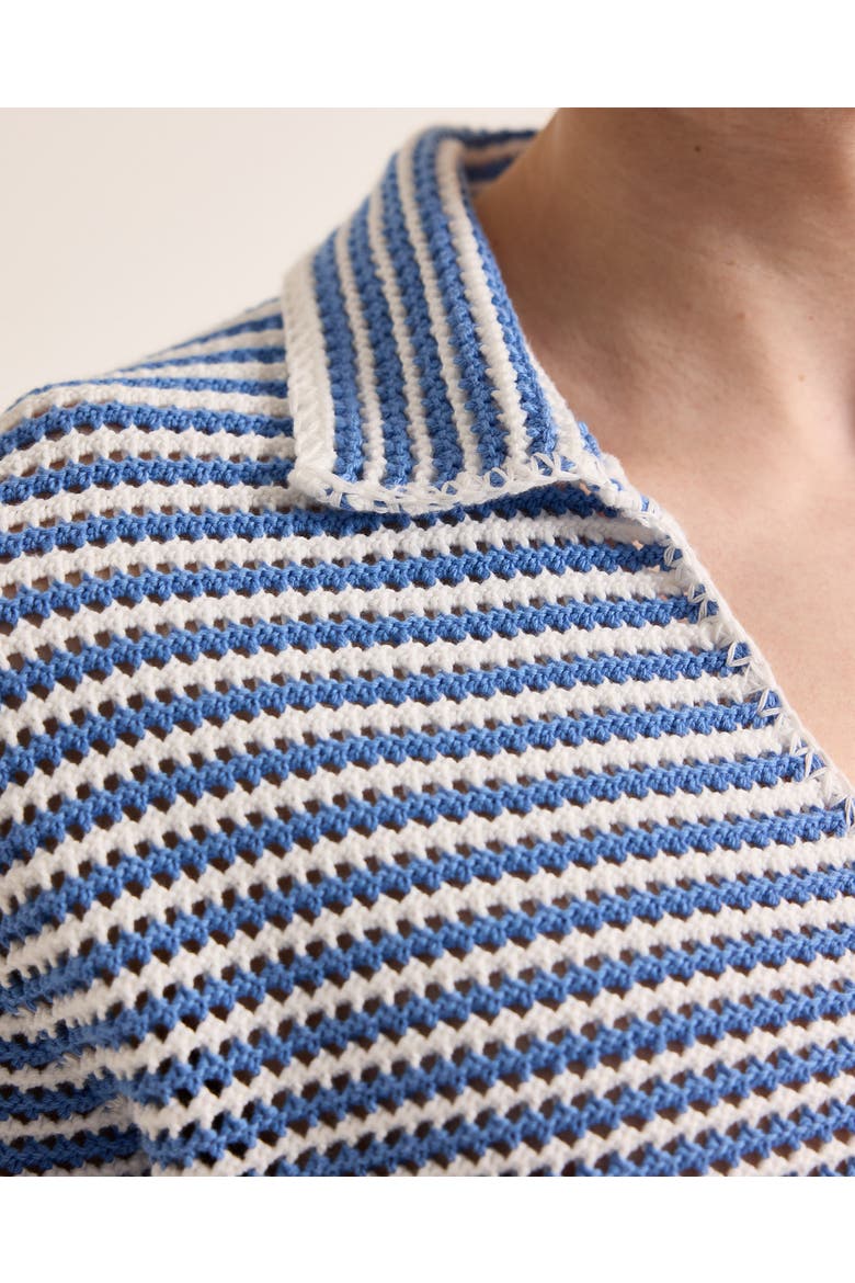Batten Stripe Classic Fit Stripe Crotchet Polo, Alternate, color, BLUEBERRY/WHITE STRIPE