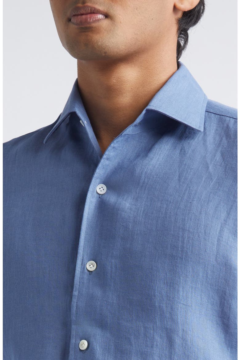 Linen Button-Up Shirt, Alternate, color, DENIM BLUE