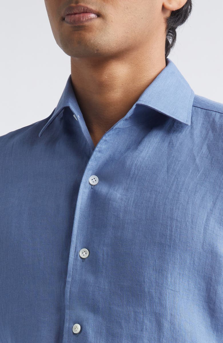 Thom Sweeney Linen Button-Up Shirt, Alternate, color, Denim Blue