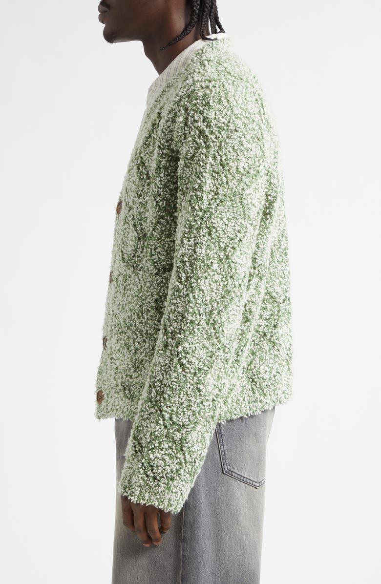 Séfr Abain Wool & Mohair Blend Bouclé Cardigan, Alternate, color, Zoysia Field