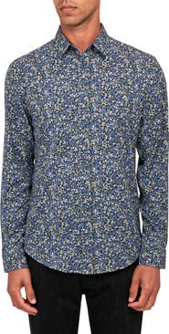 Brooklyn Brigade Slim Fit Liberty Floral Recycled 4-Way Stretch Performance Long Sleeve Shirt