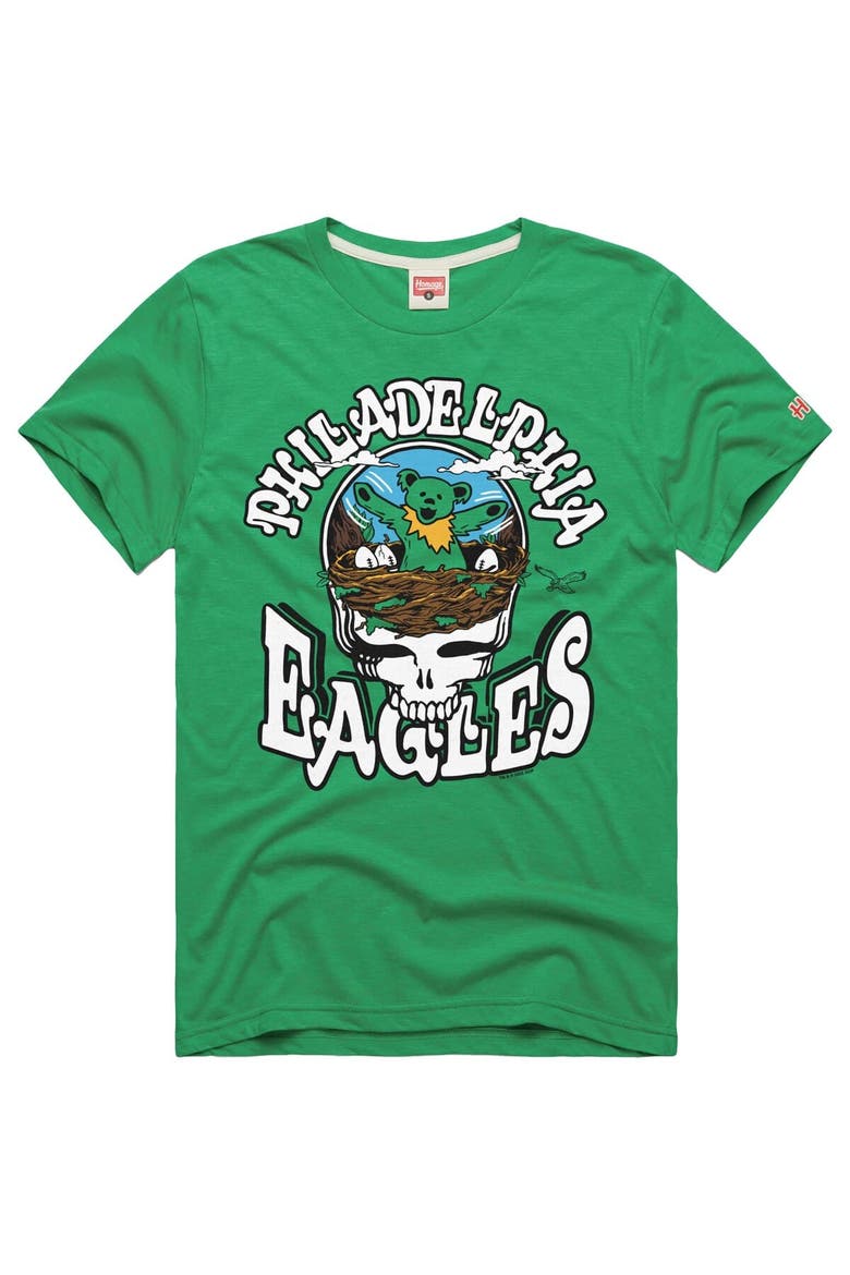 Men's Homage  Kelly Green Philadelphia Eagles NFL x Grateful Dead Tri-Blend T-Shirt, Alternate, color, Kelly Green