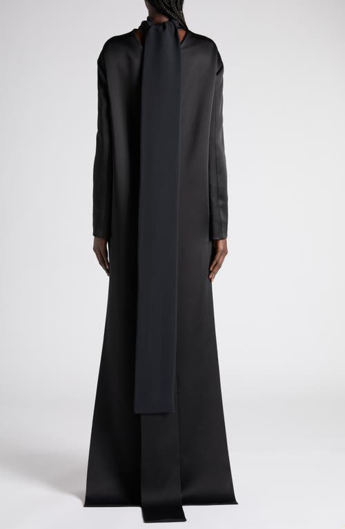 Tom Ford Long Sleeve Satin Cocktail Dress With Train In Black